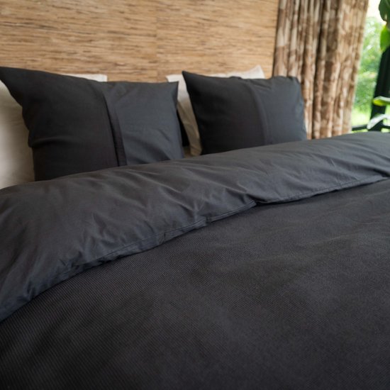 Kayori Erimo Dekbedovertrek Egyptisch Katoen - 240x200-220 cm +2 slopen - Lits-jumeaux - 300 TC Premium Hotelkwaliteit - Antracite van Merkloos — afbeelding 2