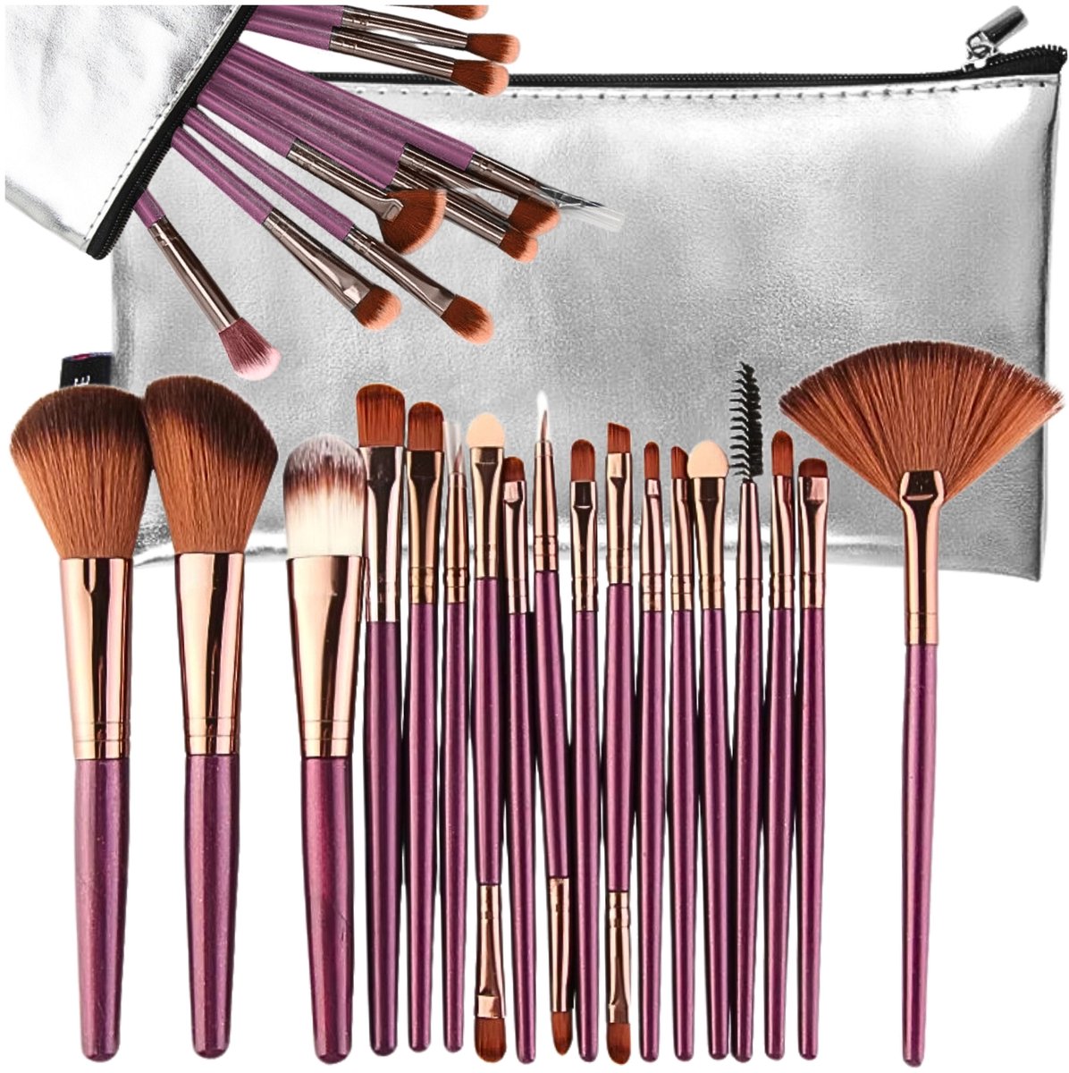 Zolta - Professionele Make-up Kwastenset - 18-delig - Luxe Design - Fijn Synthetisch Haar