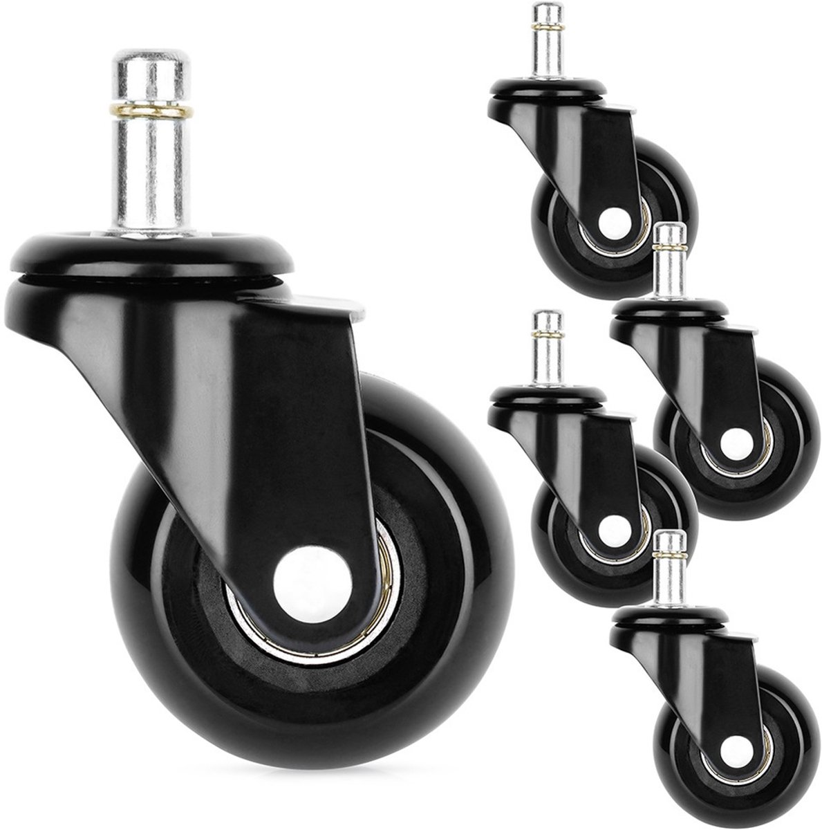 Vilde - Set van Vervangende Kantoorstoelwielen - 5 cm - Rubber - Compatibel met IKEA