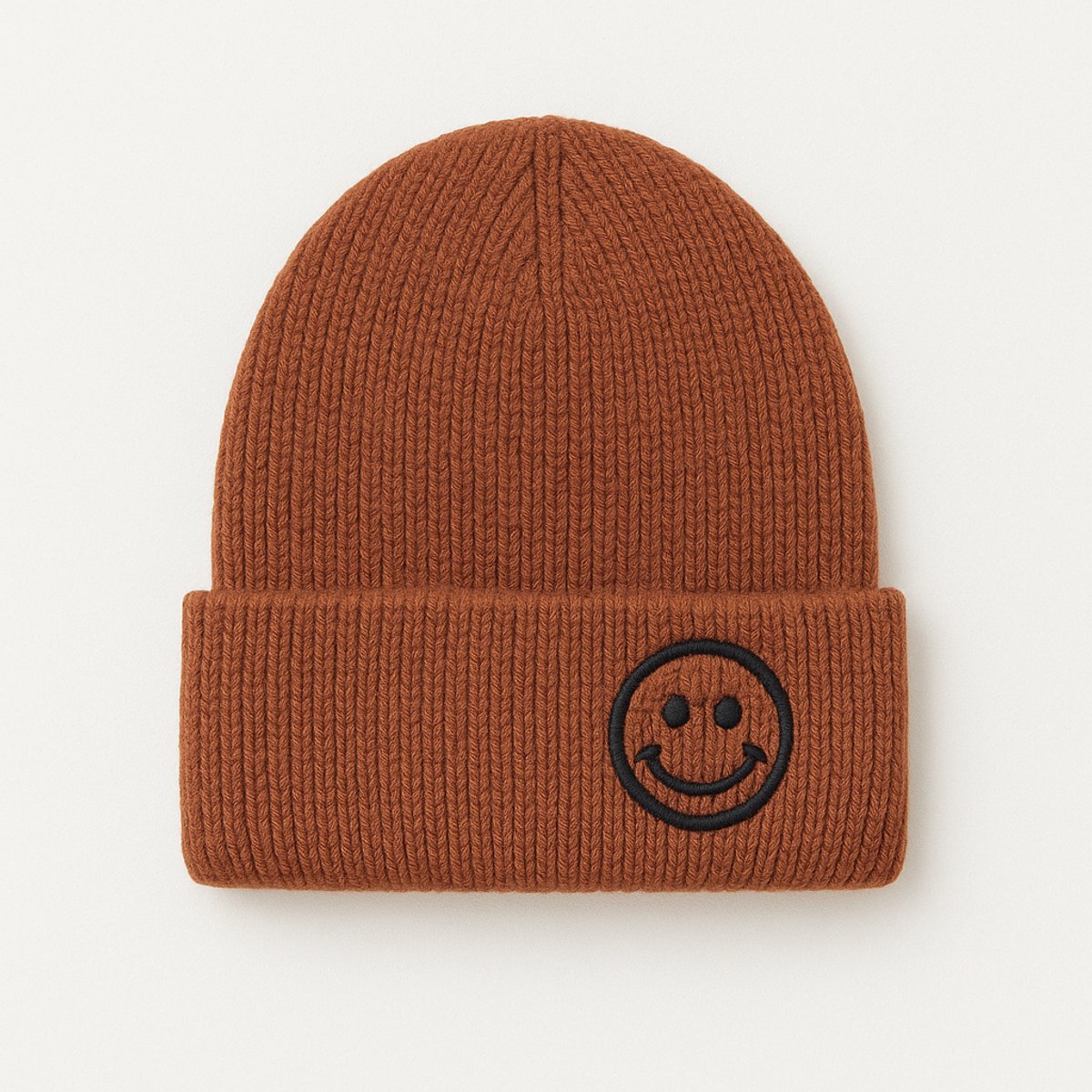 Hidzo Beanie - Muts - Smiley - Polyester - Bruin - Kindermuts
