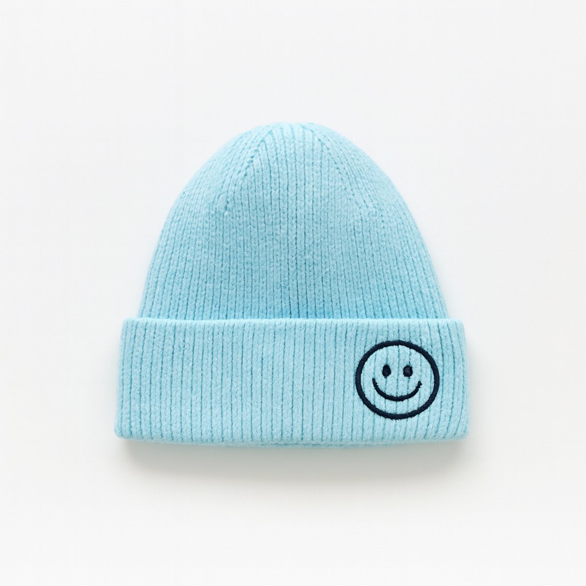 Hidzo Beanie - Muts - Smiley - Polyester - Lichtblauw - Kindermuts