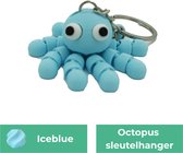 Flexi octopus sleutelhanger - IJsblauw - 3d geprint - Cadeau liefhebber – Sleutelhanger dier - 4cm