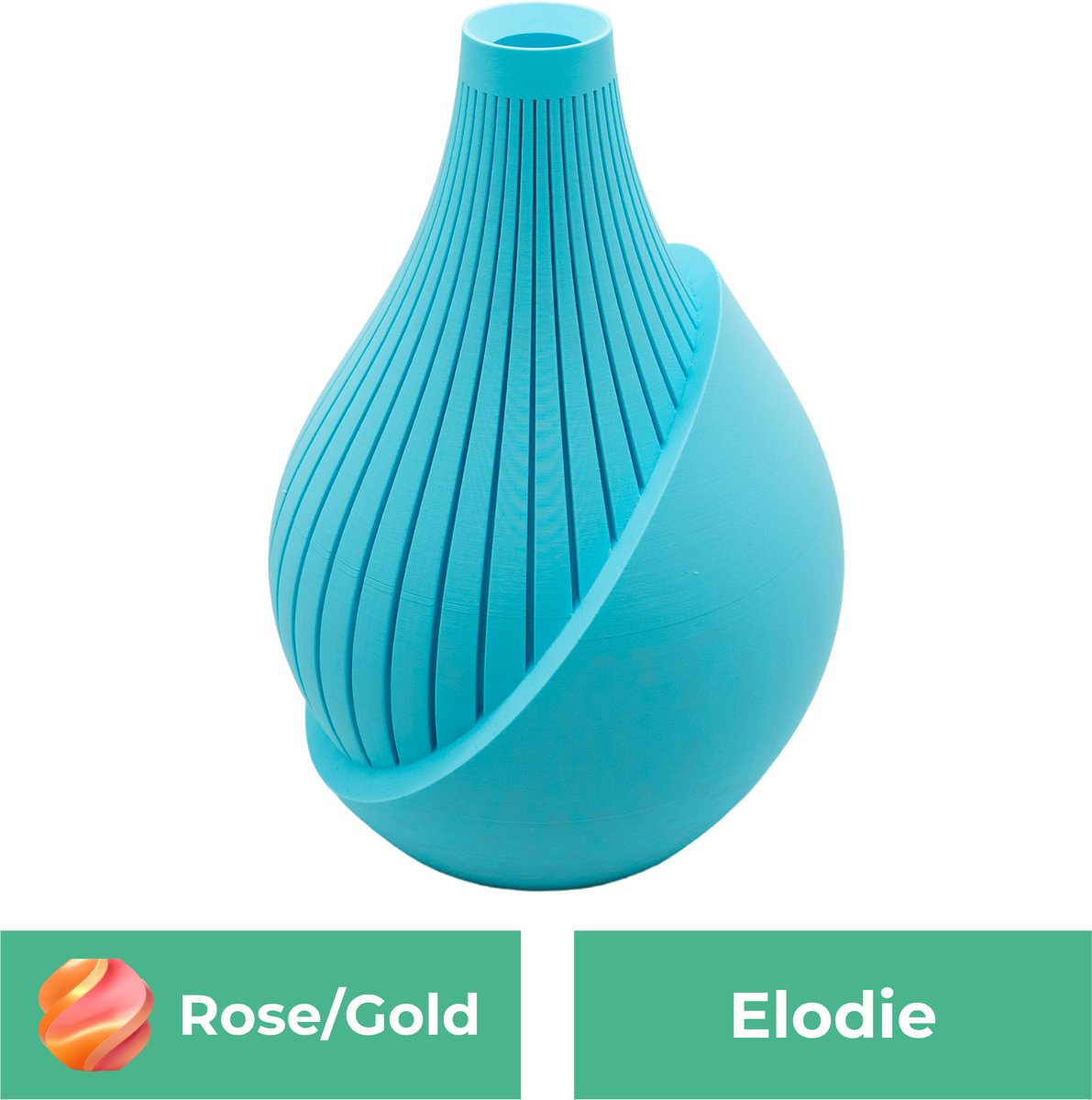 Lovora Elodie moderne vaas – Decoratieve vaas - Roze / Goud - 3d geprinte vaas – geschikt voor droogbloemen - 25CM
