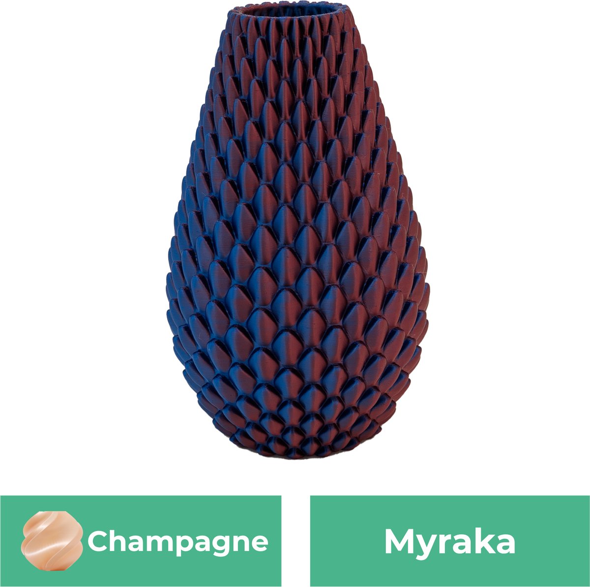 Lovora Myraka design vaas – Decoratieve vaas - Champagne - 3d geprinte vaas – geschikt voor droogbloemen - 34CM