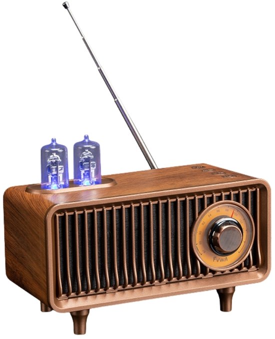 Retro Bluetooth Speaker 5W Stereo met FM Radio, RGB Licht, TWS, AUX, USB, TF-kaart – Retro buizenradio design