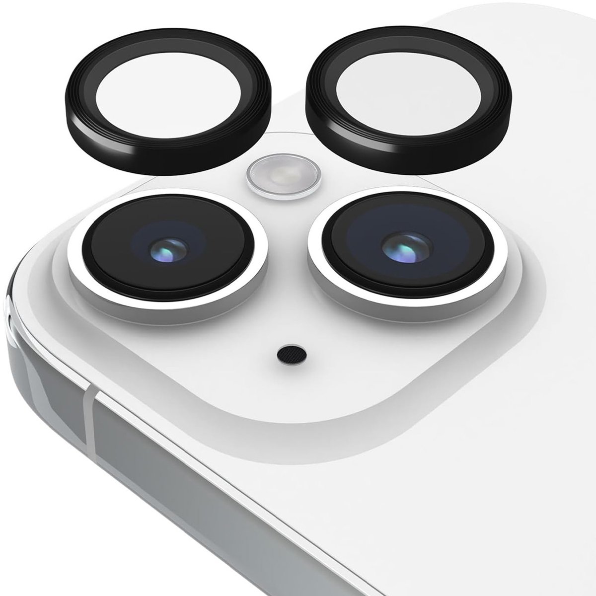 Case-Mate, Camerabeschermglas Geschikt voor Apple iPhone 15 /15 Plus met aluminium ring, Zwart
