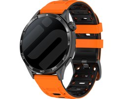 Strap-it Mecha Sport Strap Siliconen 22mm – geschikt voor Samsung Galaxy Watch 3 (45mm) / Galaxy Watch (46mm) / Gear S3 – Polar Vantage M / M2 / M3 / Grit X / Grit X Pro – Huawei Watch GT 1 / GT 2 / GT 3 / GT 4 (46mm) – Oranje & Zwart