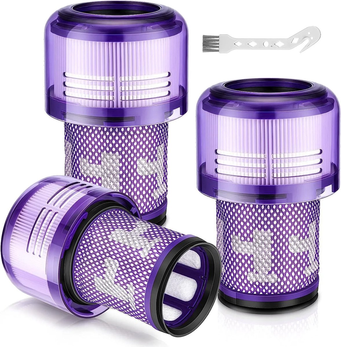 Namajunas - HEPA-filter - 3 stuks - Geschikt voor Dyson V12 Detect Slim & Absolute motor filter Vervanging onderdelen 971517-01 - Wasbaar - Onderdelen - Duurzaam - Premium Kwaliteit - Een schoonmaakborstel
