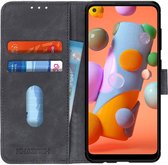 Samsung Galaxy A12 Vintage Book Case Hoesje Wallet Zwart