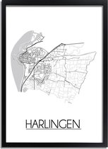 Harlingen Plattegrond poster A2 + Fotolijst Zwart (42x59,4cm) - DesignClaud