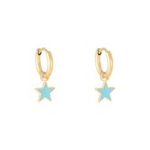 Oorbellen Ster Pastel | Goud - Blauw