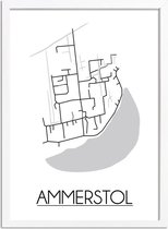Ammerstol Plattegrond poster A3 + Fotolijst Wit (29,7x42cm) - DesignClaud
