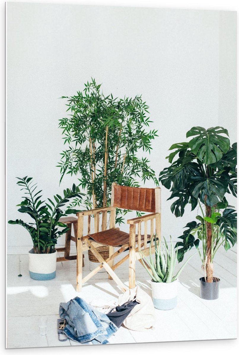Forex - Tuinstoeltje tussen Planten - 80x120cm Foto op Forex