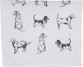 Clayre & Eef Gastendoekje 40*66 cm Wit, Grijs 100% Katoen Rechthoek Honden Toilet Handdoek Kleine Handdoek