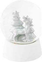 Clayre & Eef Sneeuwbol Kerstboom Ø 8*11 cm Wit Polyresin / Glas Rond