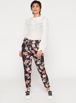 LOLALIZA Jogging broek met bloemenprint - Zwart - Maat 42