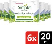 Simple Kind to Skin Micellair Reinigingsdoekjes - 6 x 20 wipes - Voordeelverpakking
