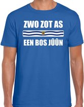 Zwo zot as een bos juun met vlag Zeeland t-shirt blauw heren - Zeeuws dialect cadeau shirt L