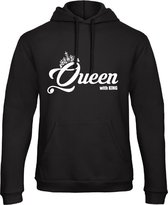 King / Queen Hoodie Big (Queen - Maat L) | Koppel Cadeau | Valentijn Cadeautje voor hem & haar