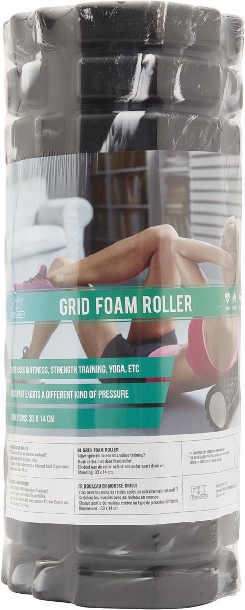 Fit Essentials Foam Roller - Foamroller voor Thuis sporten - Massageroller voor Yoga - 33cm - Marmer Zwart