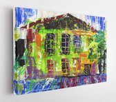 The house drawn by paints  - Modern Art Canvas  - Horizontal - 62307511 - 50*40 Horizontal