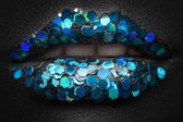 Onlinecanvas - Schilderij - Lips With Creative Make-up On Background Art Horizontal Horizontal - Multicolor - 75 X 115 Cm