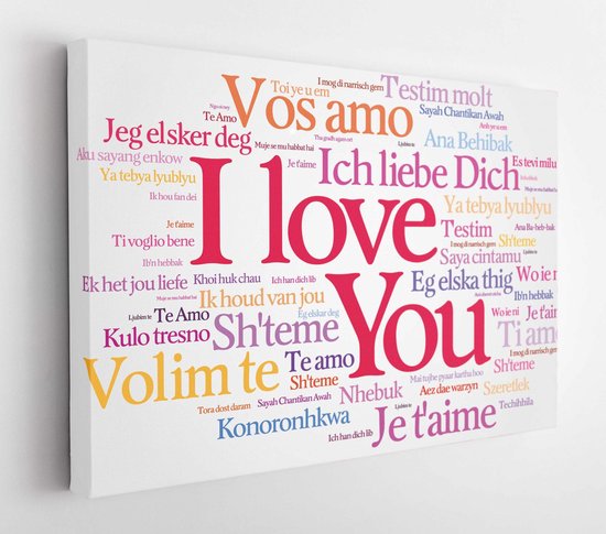 Mots d'amour de Vector "Je t'aime" dans toutes les langues du monde, nuage de mots - Toile d' Art moderne - Horitonzal - 228933583 - 80 * 60 Horizontal