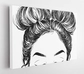 Onlinecanvas - Schilderij - Hairstyle Double Buns Art Horizontal Horizontal - Multicolor - 75 X 115 Cm