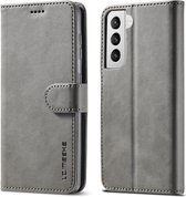 LC.IMEEKE Luxe Book Case - Samsung Galaxy S21 Hoesje - Grijs