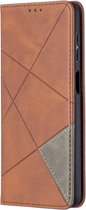 Geometric Book Case - Samsung Galaxy A12 Hoesje - Donkerbruin