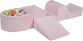 Ballenbakje.nl® Foam Speelset met ballenbak Roze incl 100 ballen: Licht Groen, Licht Roze, Wit, Geel