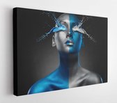 Onlinecanvas - Schilderij - Body Art On A Womans Face. Creative Make-up Art Horizontal Horizontal - Multicolor - 75 X 115 Cm