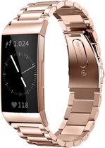 Stalen Smartwatch bandje - Geschikt voor  Fitbit Charge 4 stalen band - rosé goud - Horlogeband / Polsband / Armband