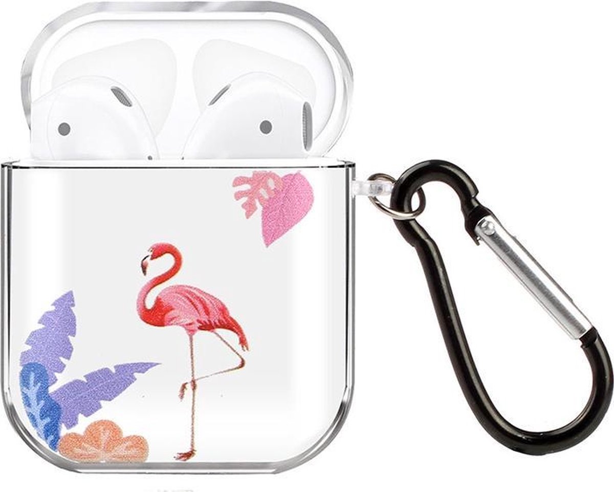 AirPods hoesje van By Qubix - AirPod 1/2 hoesje Painting series - hard case - Flamingo - Schokbestendig