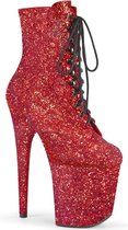 Pleaser Plateau Laarzen, Paaldans schoenen -35 Shoes- FLAMINGO-1020GWR Paaldans schoenen Rood