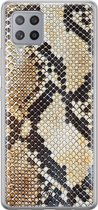 Samsung A42 hoesje siliconen - Snake / Slangenprint bruin | Samsung Galaxy A42 case | goudkleurig | TPU backcover transparant