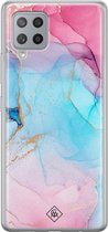 Samsung A42 hoesje siliconen - Marmer blauw roze | Samsung Galaxy A42 case | multi | TPU backcover transparant