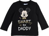 Disney Mickey Mouse Shirt - Lange Mouw - Smart Like Daddy - Zwart/Goud - Maat 80