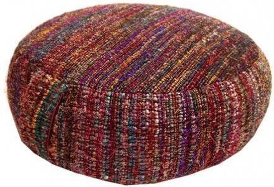 Yogi & Yogini Meditatiekussen – Rond, Katoen, Aubergine – 33x12 Cm – Met Boekweitvulling En Ritssluiting – Laag Model