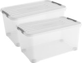 Curver Handy+ Opbergbox - 115L - 2 stuks - Transparant met deksel