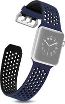 By Qubix - Apple watch 42mm / 44mm bandje met gaatjes - Blauw met zwart - 2 kleuren