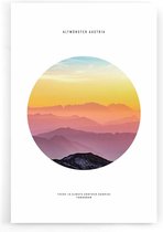 Walljar - Sunrise Mountain Altmünster - Muurdecoratie - Poster met lijst