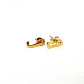 Oorbellen studs letter Alfabet - Goud (letter J)