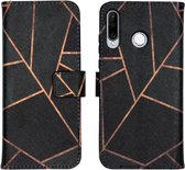 iMoshion Design Softcase Book Case Huawei P30 Lite hoesje - Black Graphic