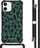 iMoshion Design hoesje met koord voor de iPhone 12 Mini - Luipaard - Groen / Zwart
