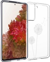 iMoshion Hoesje Geschikt voor Samsung Galaxy S21 Hoesje Siliconen - iMoshion Design hoesje - Wit / Transparant / Dandelion