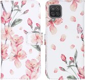 iMoshion Design Softcase Book Case Samsung Galaxy A12 hoesje - Blossom Watercolor White