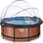 Bol.com EXIT Wood zwembad ø360x122cm met zandfilterpomp en overkapping - bruin aanbieding