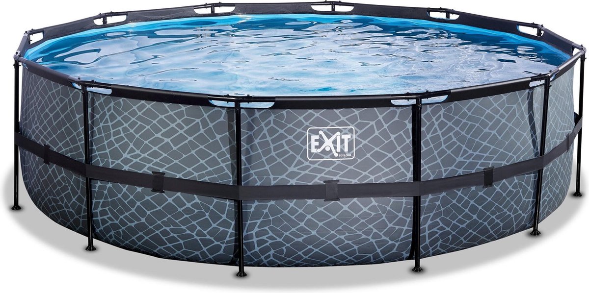 EXIT Stone zwembad ø488x122cm met zandfilterpomp - grijs