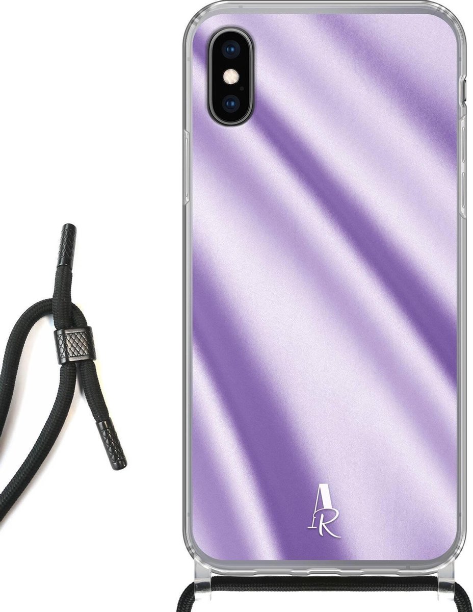 iPhone Xs hoesje met koord - Lavender Satin